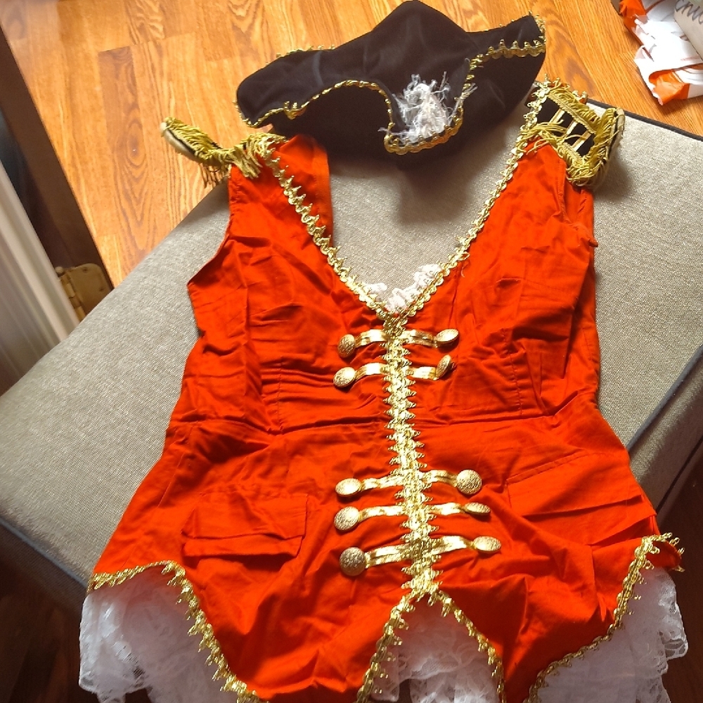 Red Pirate Costume with Gold Trim
